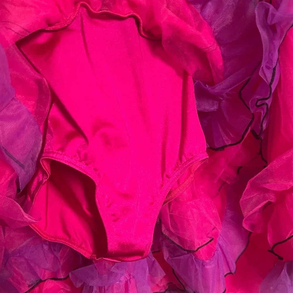 Weissman Girls Pink Sequin Dance Costume Dress Can You Can Can Size MC (10/12) - Picture 8 of 12